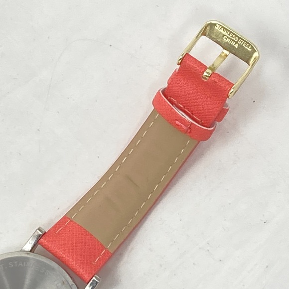 Accutime Owl Watch Women 35mm Silver Tone Coral Faux Leather Glitter New Battery - Picture 14 of 16